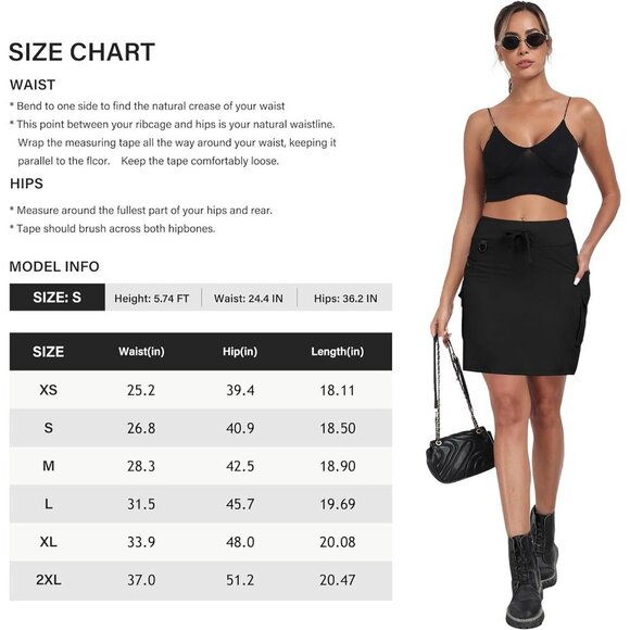 MoFiz Womens 18" Hiking Cargo Skort Athletic Skirt High Waist Golf Dressy Casual - Picture 6 of 7